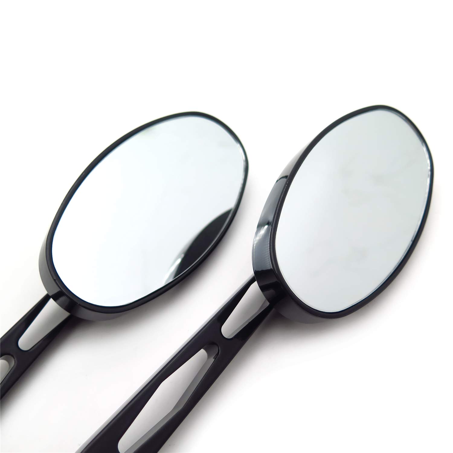 HTTMT- Motorcycle 1 Pair Black Oval Diamond Racing Mirror Compatible with All Kawasaki Suzuki Cruiser [P/N: MT027+TTT001] - Image 4