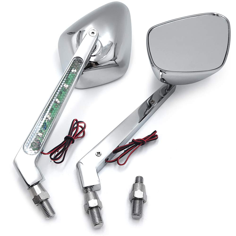 HTTMT- MT212+TTT001- Diamond LED Turn Signal Integrate Mirror Compatible With All Kawasaki Suzuki Cruiser - Image 3