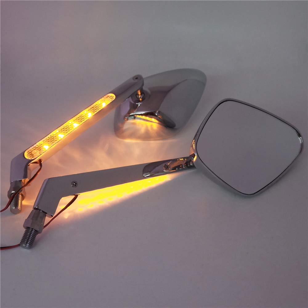 HTTMT- MT212+TTT001- Diamond LED Turn Signal Integrate Mirror Compatible With All Kawasaki Suzuki Cruiser - Image 4