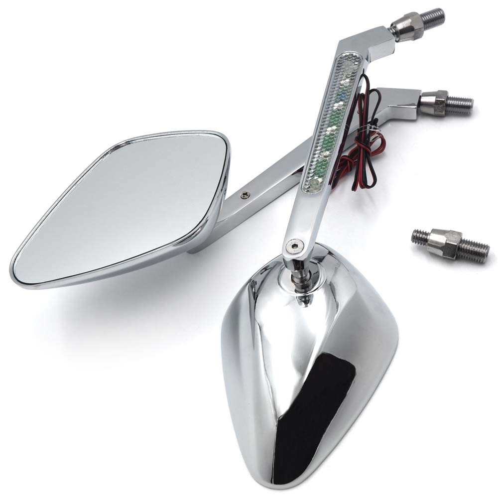 HTTMT- MT212+TTT001- Diamond LED Turn Signal Integrate Mirror Compatible With All Kawasaki Suzuki Cruiser - Image 5