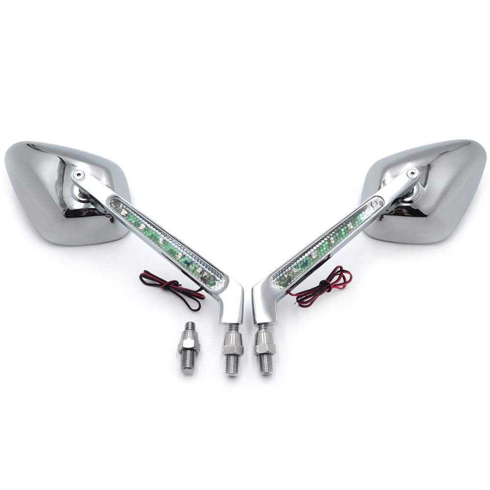 HTTMT- MT212+TTT001- Diamond LED Turn Signal Integrate Mirror Compatible With All Kawasaki Suzuki Cruiser - Image 9