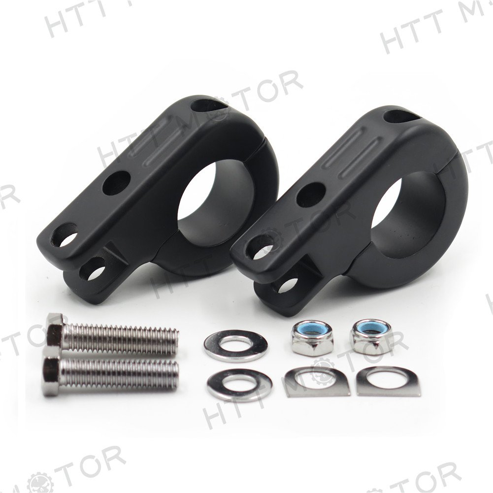 HTTMT MT216-055-BK Black Footpeg P-clamp Mounting Kits Compatible with Harley 1-1/4 Inches Highway Bars - Image 3