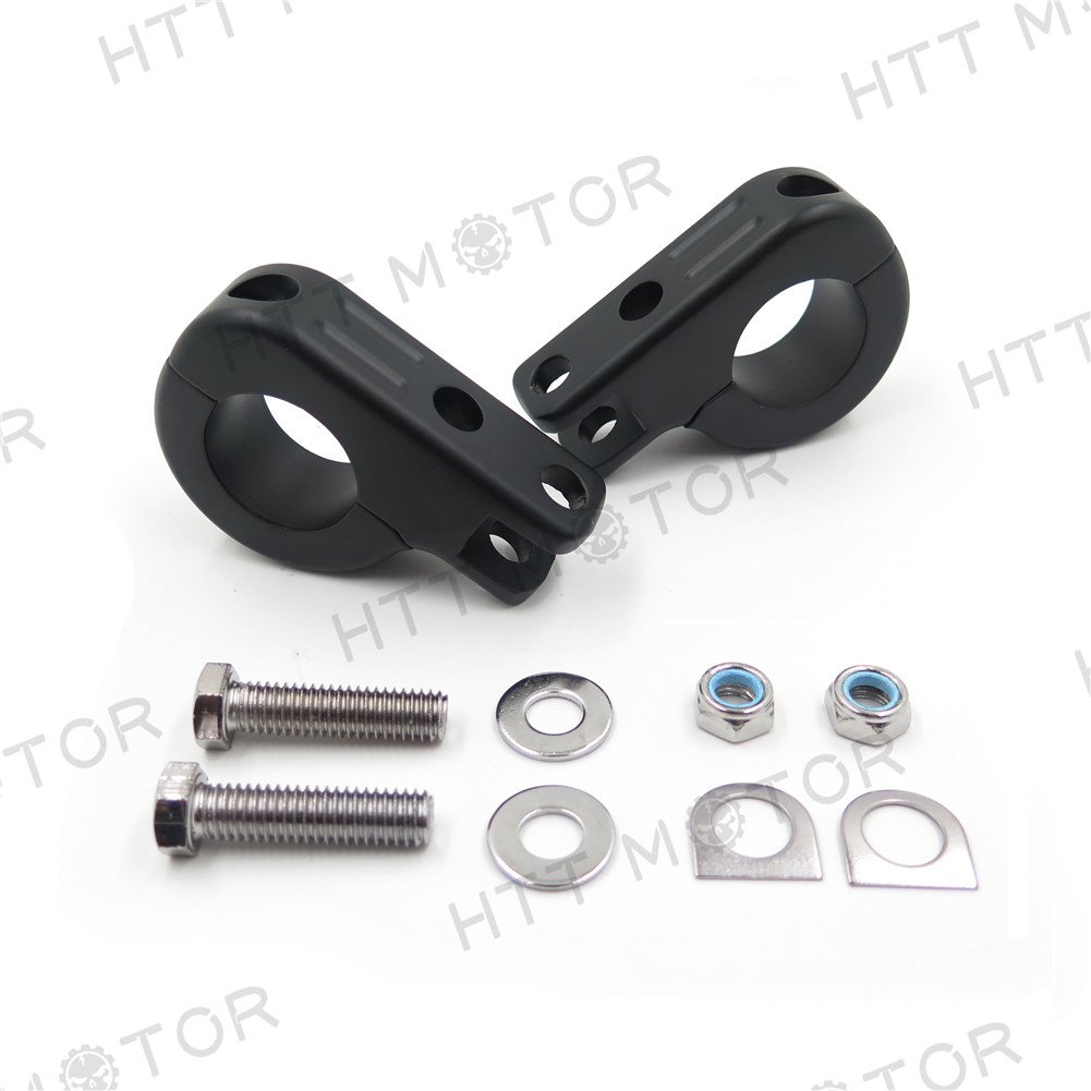 HTTMT MT216-055-BK Black Footpeg P-clamp Mounting Kits Compatible with Harley 1-1/4 Inches Highway Bars - Image 5
