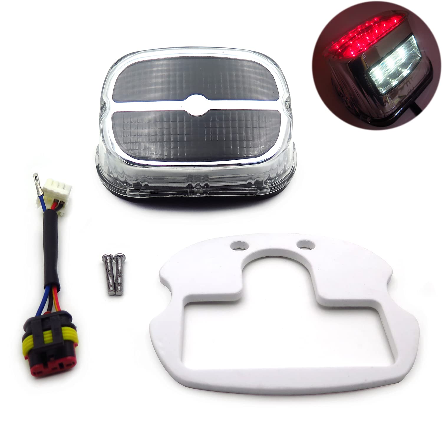 HTTMT MT355-SL-C-C Tail Brake Light Compatible with Harley Davidson FLT FLST FXST Dyna Sportster 1999-Later Clear Lens - Image 5