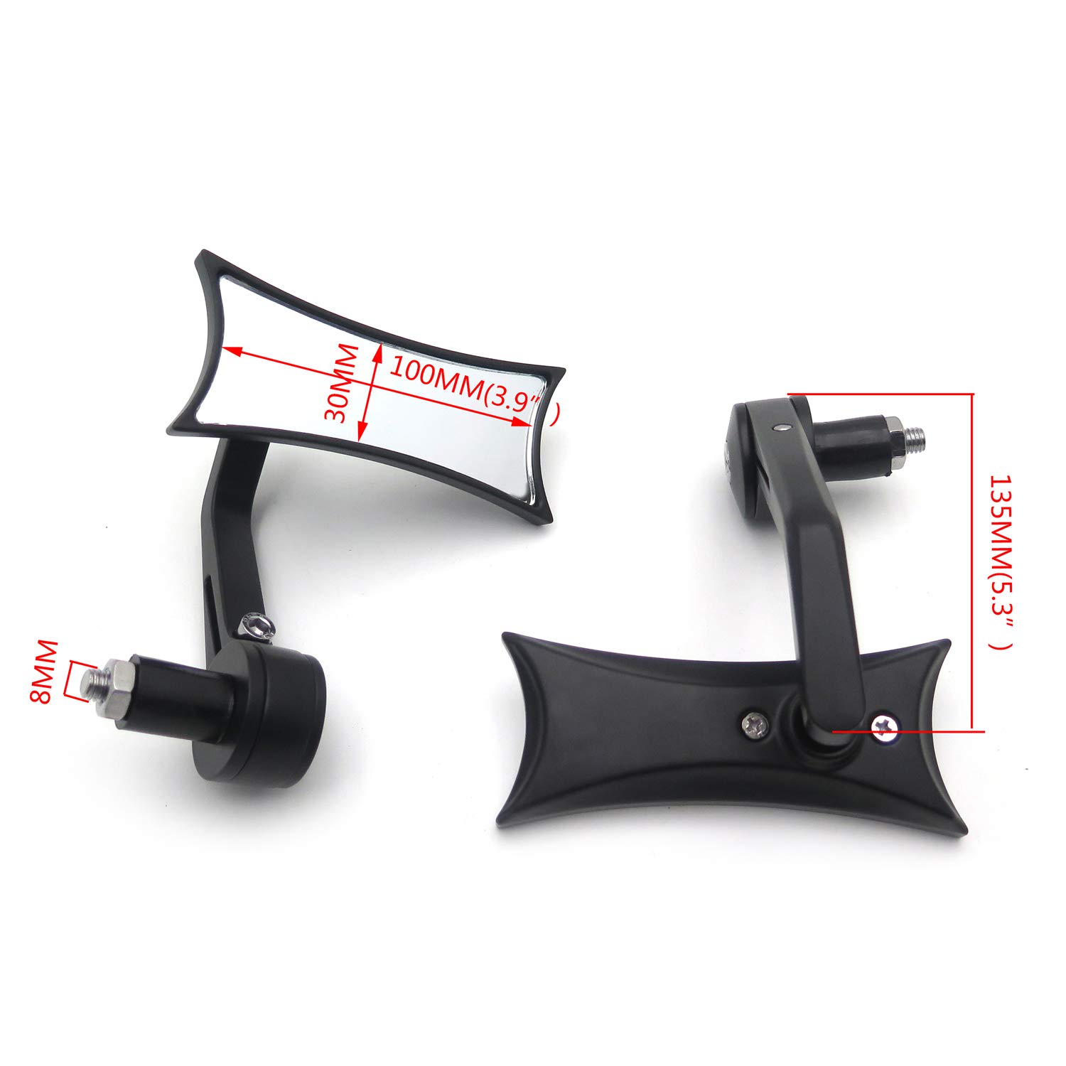 HTTMT MT400-004- Universal Black Bar End Compatible with Suzuk Kawasak Yamah H-D Compatible with any 7/8" or 1" diameter Handle Bar - Image 3