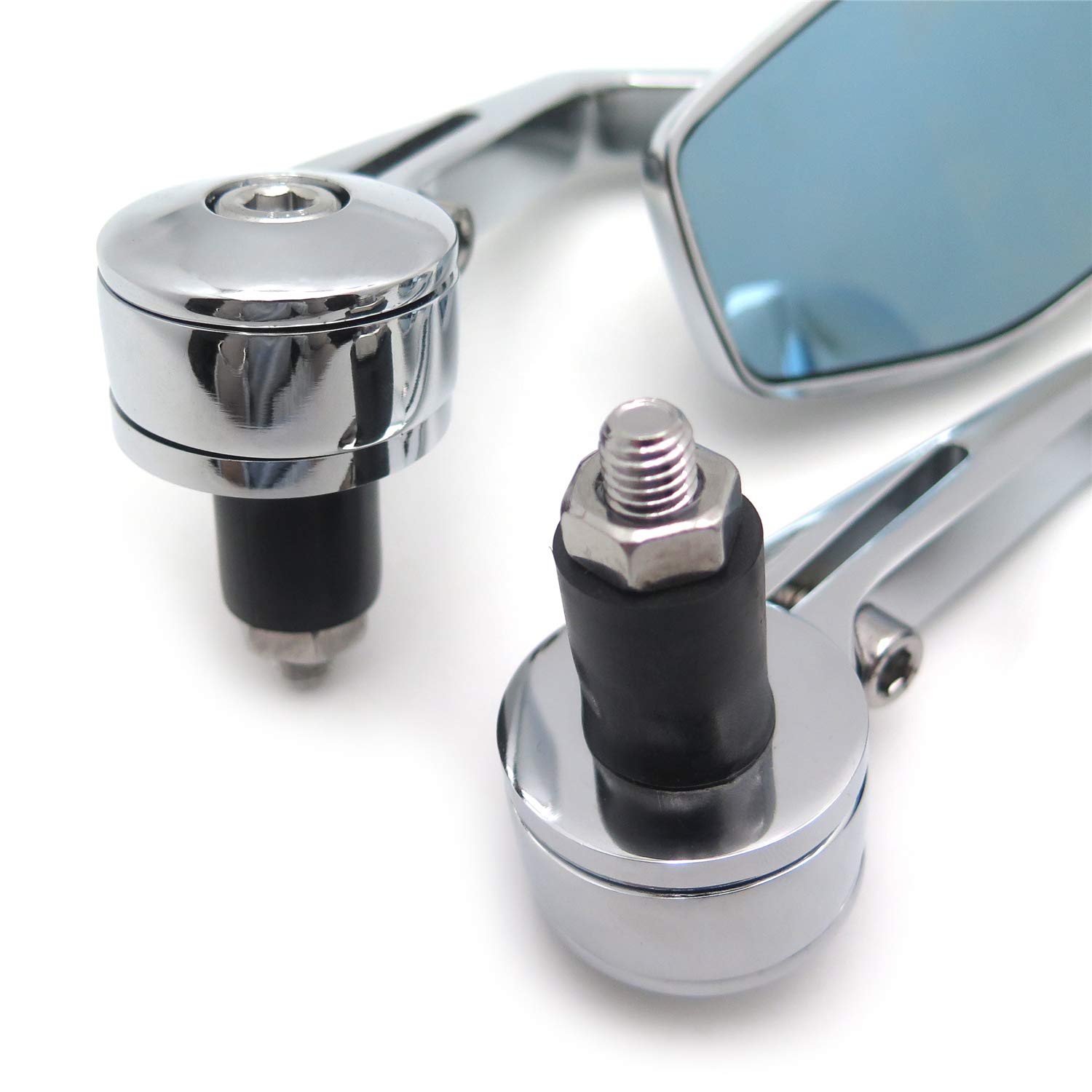 HTTMT MT400-005-CD Chrome Bar End Mirrors Compatible with Suzuk Kawasak Yamah H-D Compatible with any 7/8 Inches or 1 Inch diameter Handle - Image 4