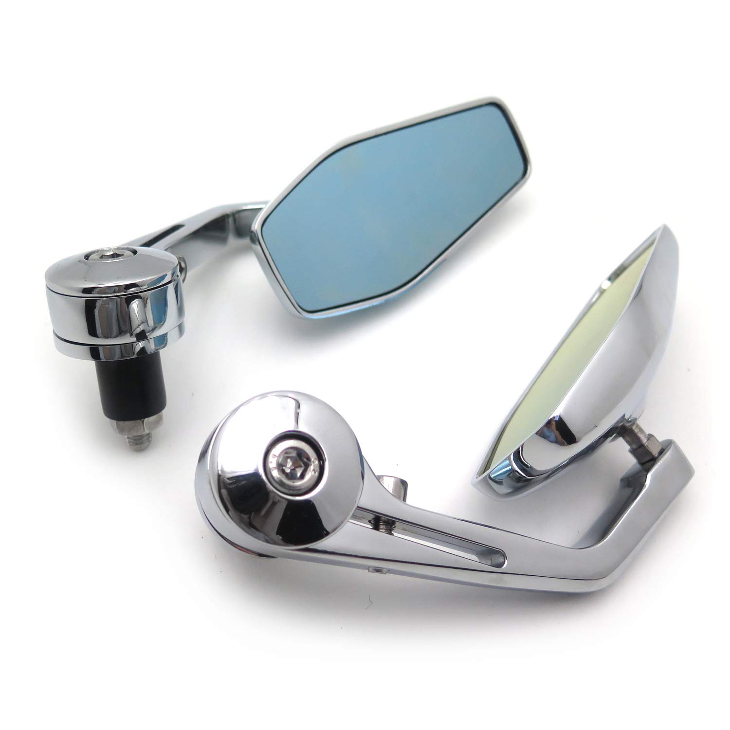 HTTMT MT400-005-CD Chrome Bar End Mirrors Compatible with Suzuk Kawasak Yamah H-D Compatible with any 7/8 Inches or 1 Inch diameter Handle - Image 5