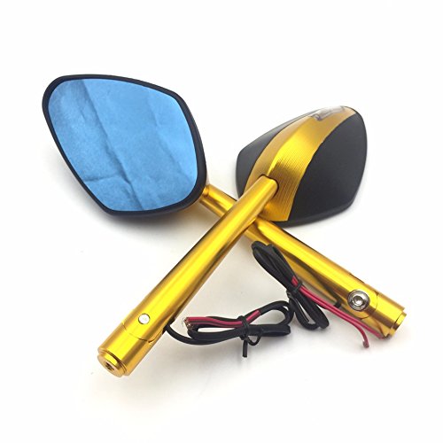 HTTMT MT422- Motorcycle CNC Yellow Rear View LED Turn Signal Side Mirrors Compatible with 8mm 10mm Bolt Screw Yamaha FZ1 FZ6 Suzuki GSR600 Boulevard Intruder CB1000R CBF600 CBR125R Shadow - Image 4