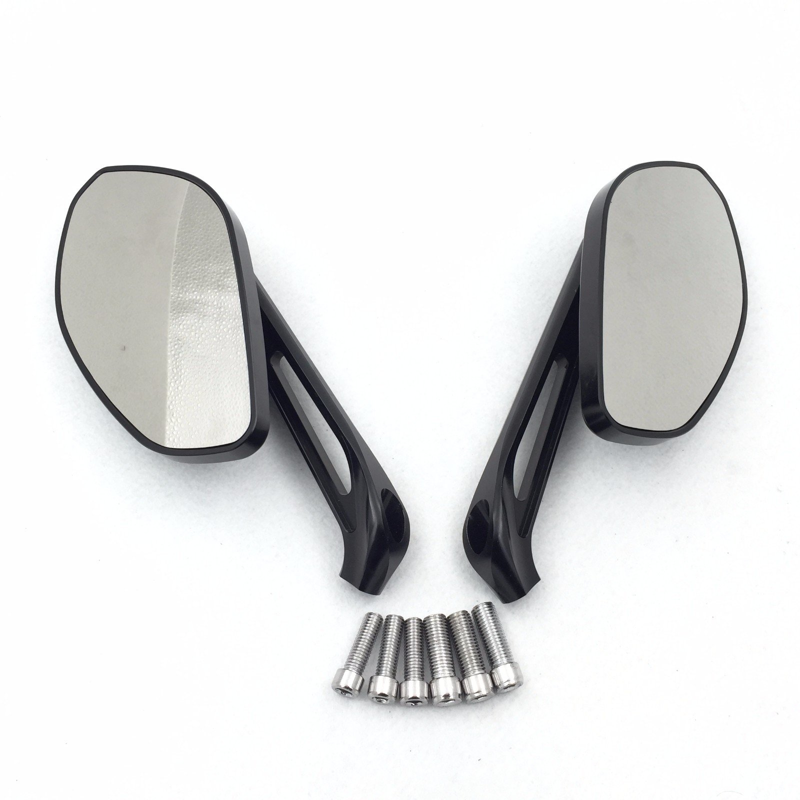 HTTMT MT433- Motorcycle CNC Gridding Black Rear View Integrated Side Mirrors Compatible with 8mm 10mm Screw Bolt Yamaha FZ1 FZ6 Suzuki GSR600 Boulevard Intruder CBR CB1000R CBF600 CBR125R Shadow - Image 4