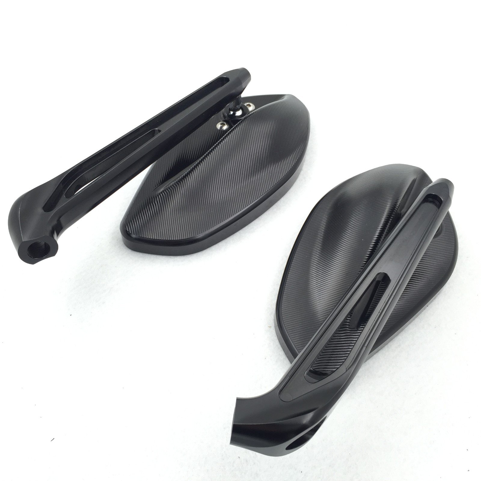 HTTMT MT433- Motorcycle CNC Gridding Black Rear View Integrated Side Mirrors Compatible with 8mm 10mm Screw Bolt Yamaha FZ1 FZ6 Suzuki GSR600 Boulevard Intruder CBR CB1000R CBF600 CBR125R Shadow - Image 6