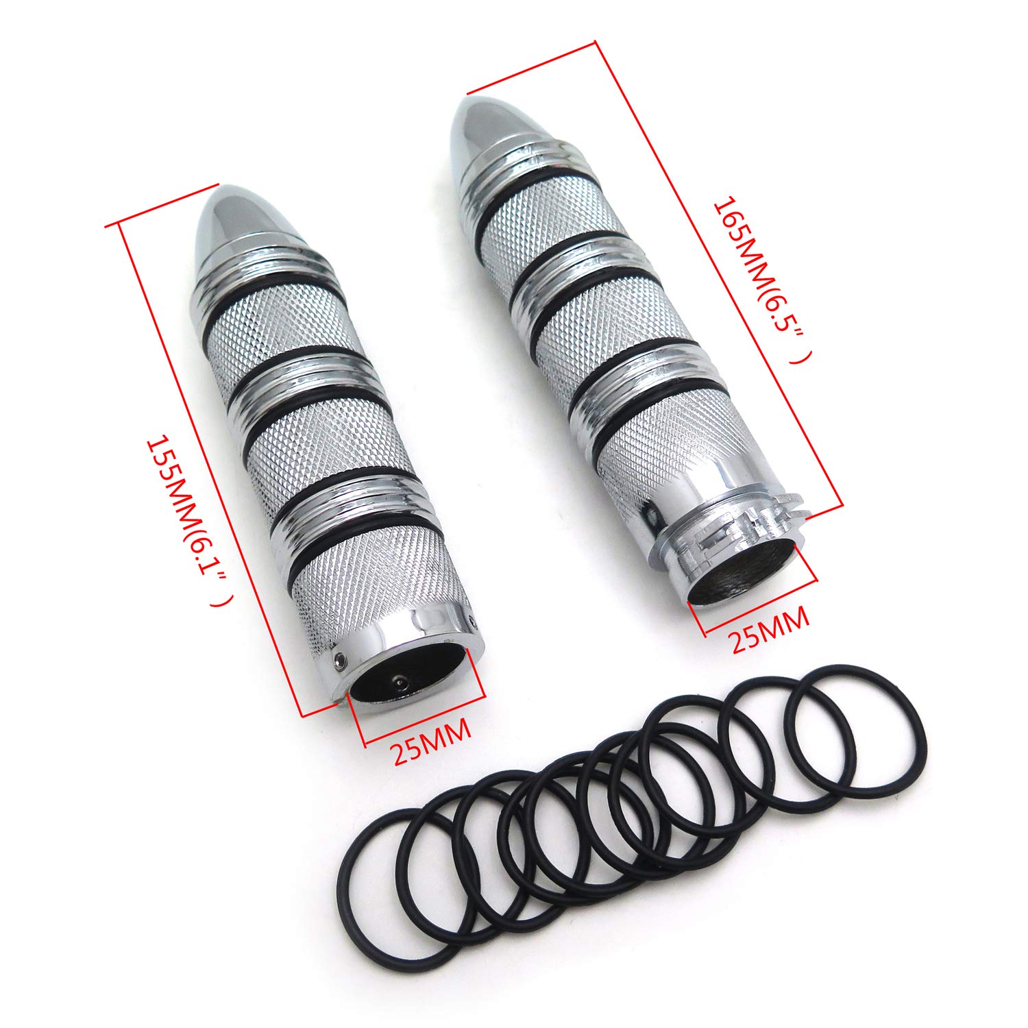 HTTMT TRHB108-1''- Motorcycle Chrome Bullet Style 1" 25mm Hand Grips Compatible with Harley Davidson FXDL Dyna Low Rider/Shadow 600 VLX DLX - Image 3