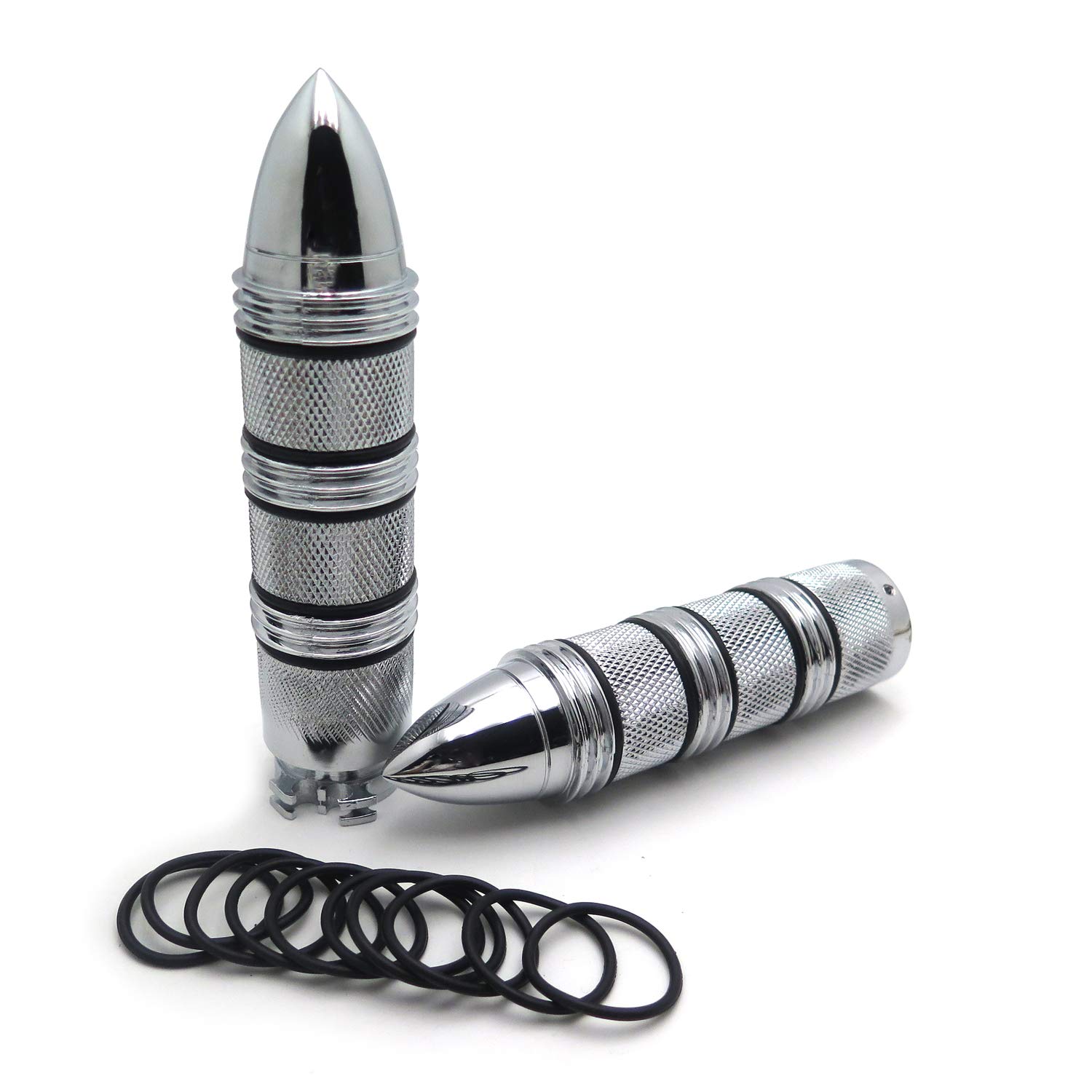 HTTMT TRHB108-1''- Motorcycle Chrome Bullet Style 1" 25mm Hand Grips Compatible with Harley Davidson FXDL Dyna Low Rider/Shadow 600 VLX DLX - Image 4