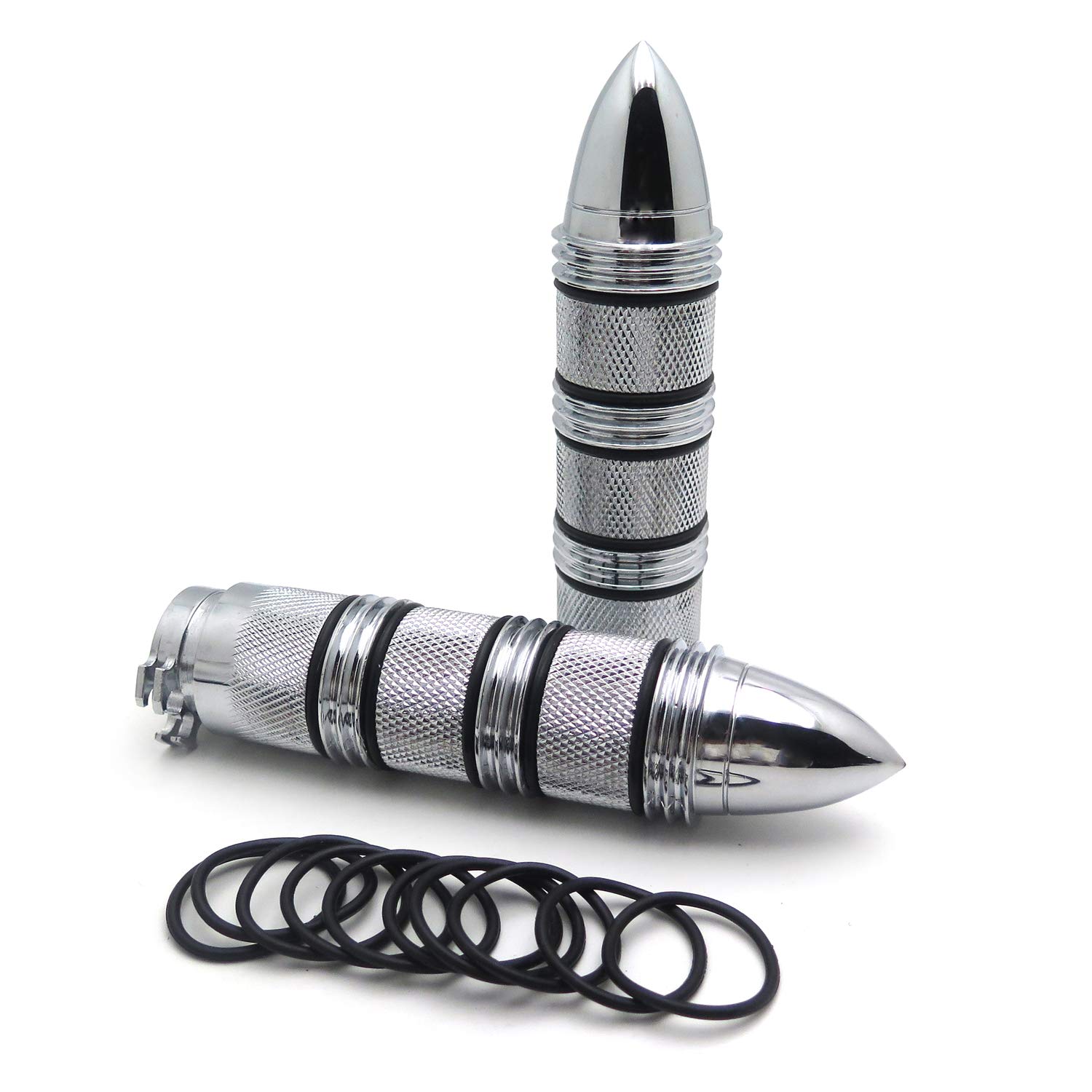 HTTMT TRHB108-1''- Motorcycle Chrome Bullet Style 1" 25mm Hand Grips Compatible with Harley Davidson FXDL Dyna Low Rider/Shadow 600 VLX DLX - Image 5