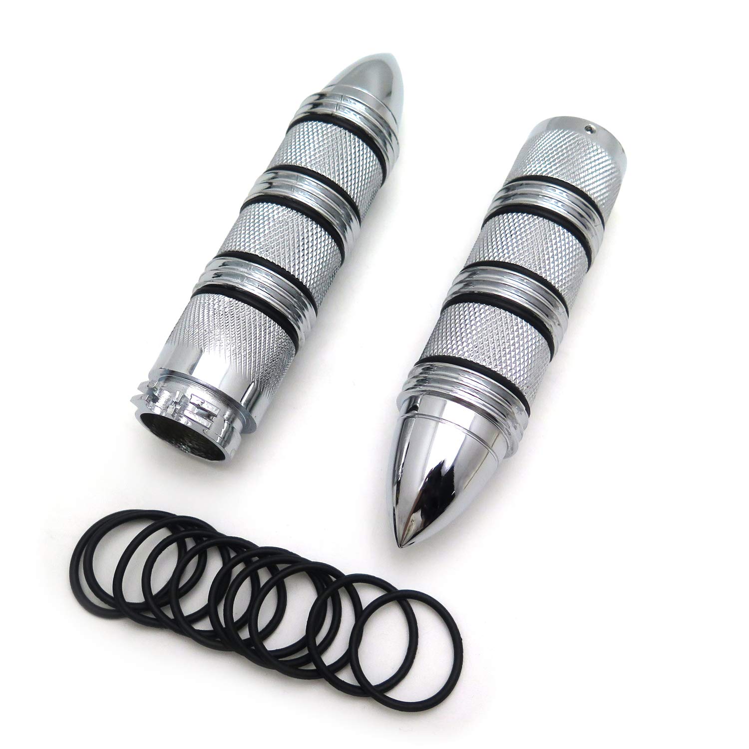 HTTMT TRHB108-1''- Motorcycle Chrome Bullet Style 1" 25mm Hand Grips Compatible with Harley Davidson FXDL Dyna Low Rider/Shadow 600 VLX DLX - Image 6