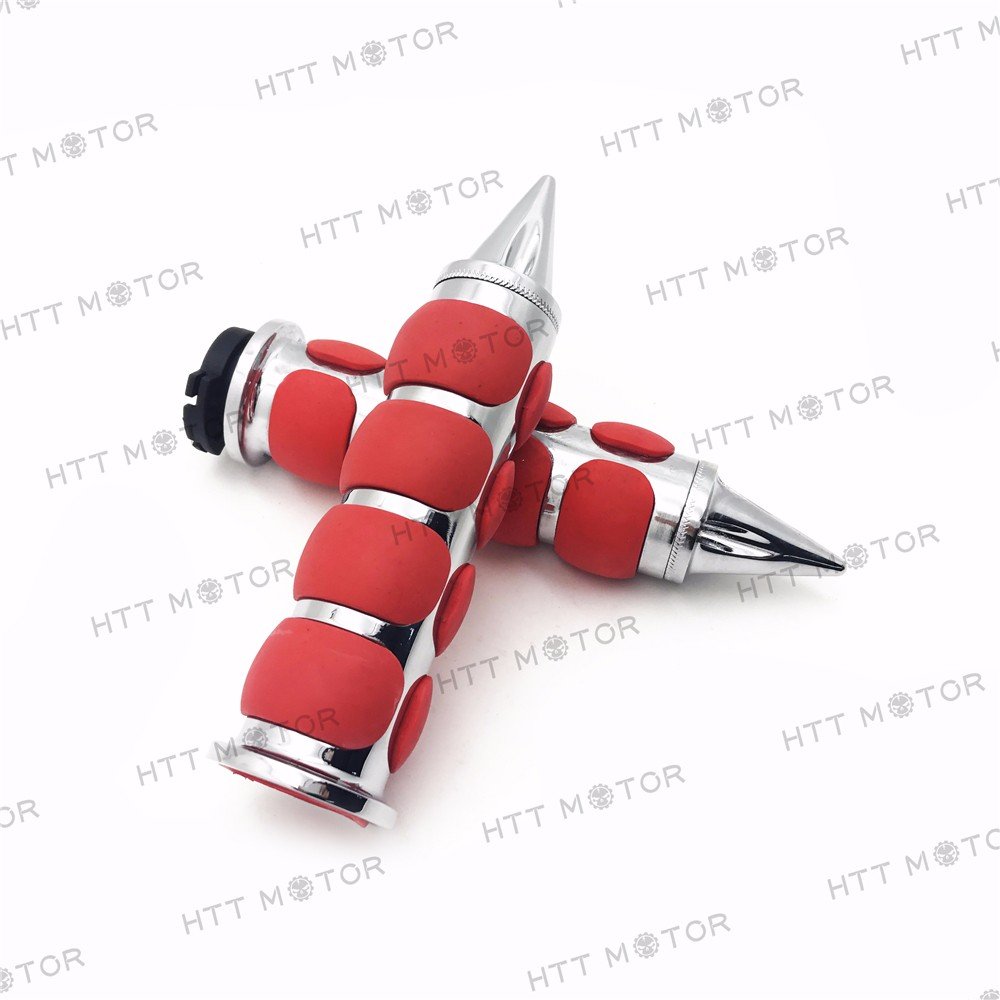 HTTMT TRHB114A- Red Chrome Billet Aluminum 1" Hand Grip 25mm Compatible with Softail Fat Boy FLSTF - Image 3