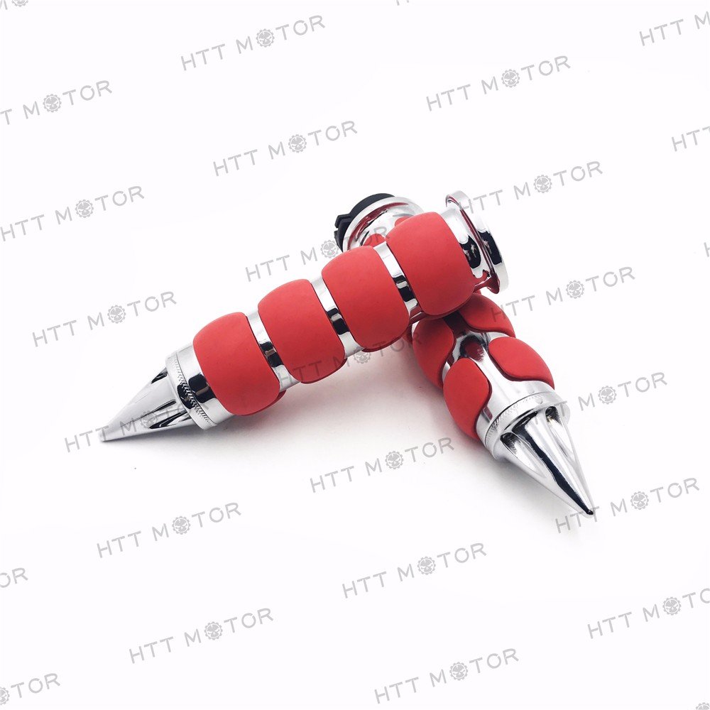HTTMT TRHB114A- Red Chrome Billet Aluminum 1" Hand Grip 25mm Compatible with Softail Fat Boy FLSTF - Image 6