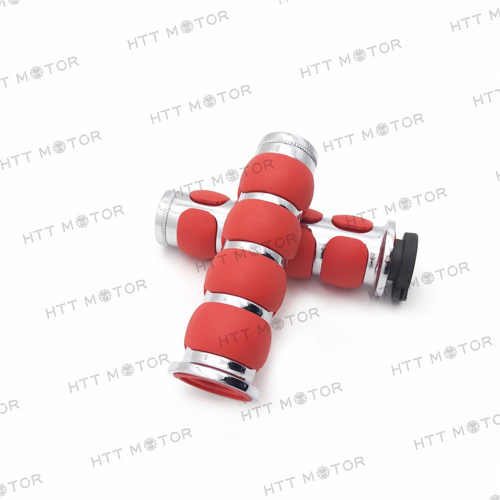 HTTMT TRHB114C- Red Chrome Billet Aluminum 1" Hand Grip Flat Compatible with Harley FXDB Street Bob - Image 3