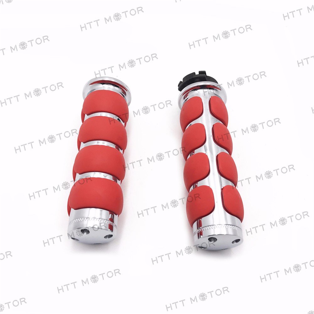 HTTMT TRHB114C- Red Chrome Billet Aluminum 1" Hand Grip Flat Compatible with Harley FXDB Street Bob - Image 4