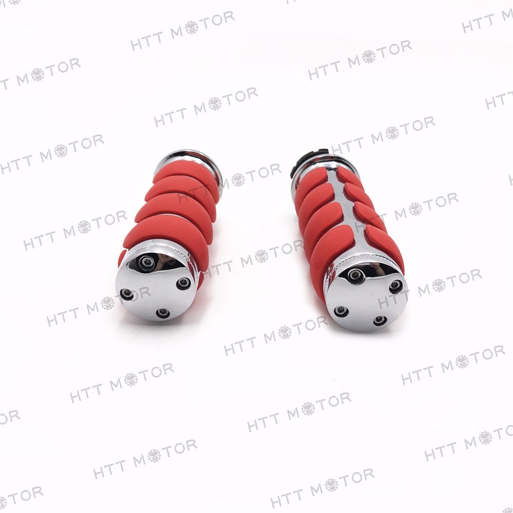HTTMT TRHB114C- Red Chrome Billet Aluminum 1" Hand Grip Flat Compatible with Harley FXDB Street Bob - Image 5