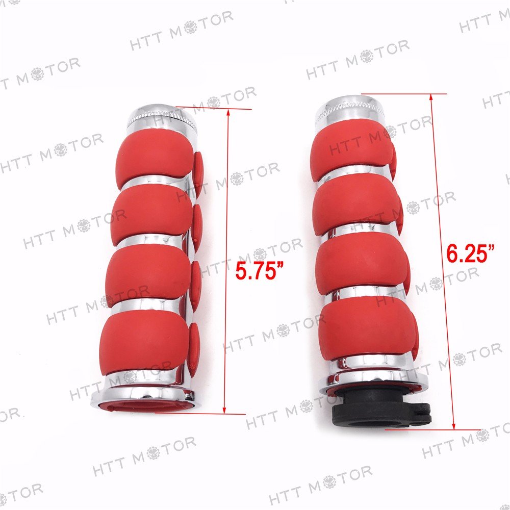 HTTMT TRHB114C- Red Chrome Billet Aluminum 1" Hand Grip Flat Compatible with Harley FXDB Street Bob - Image 7