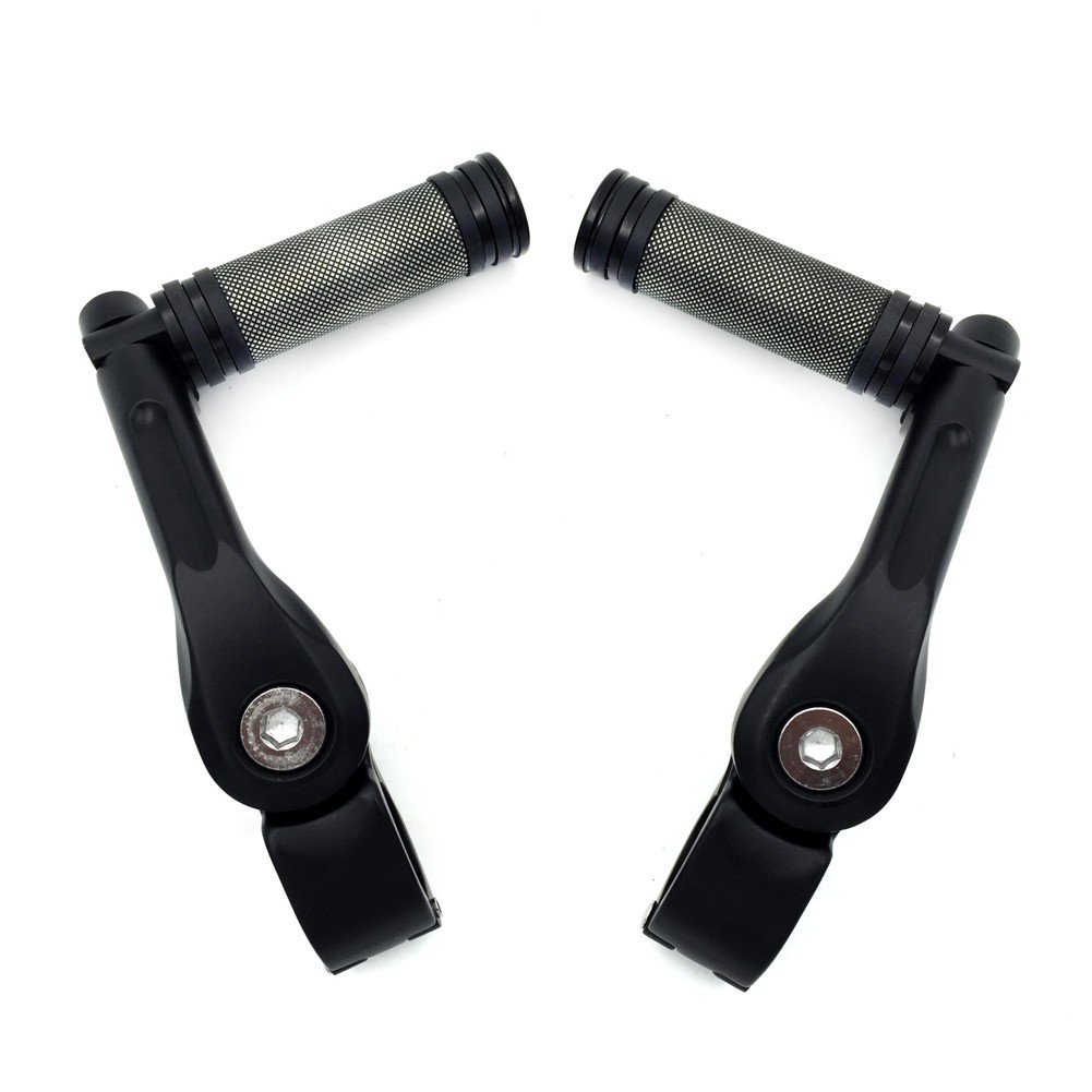 XKH- Black 5" Long Angled Adjustable Foot Peg Kit 1.25" Compatible with Honda GoldWing/Yamaha V-STAR/Suzuki Intruder/Kawasaki Vulcan/Harley Road King [B01MDKBJE3] - Image 3