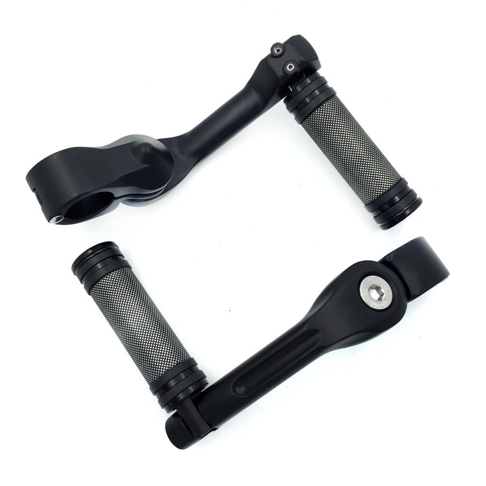 XKH- Black 5" Long Angled Adjustable Foot Peg Kit 1.25" Compatible with Honda GoldWing/Yamaha V-STAR/Suzuki Intruder/Kawasaki Vulcan/Harley Road King [B01MDKBJE3] - Image 4